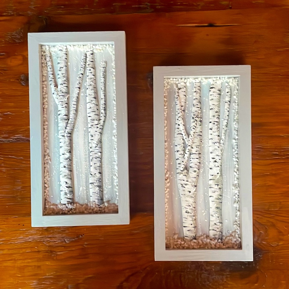 ❄️ NWOT, Set of Winter Birch Wall Hanging Handmade